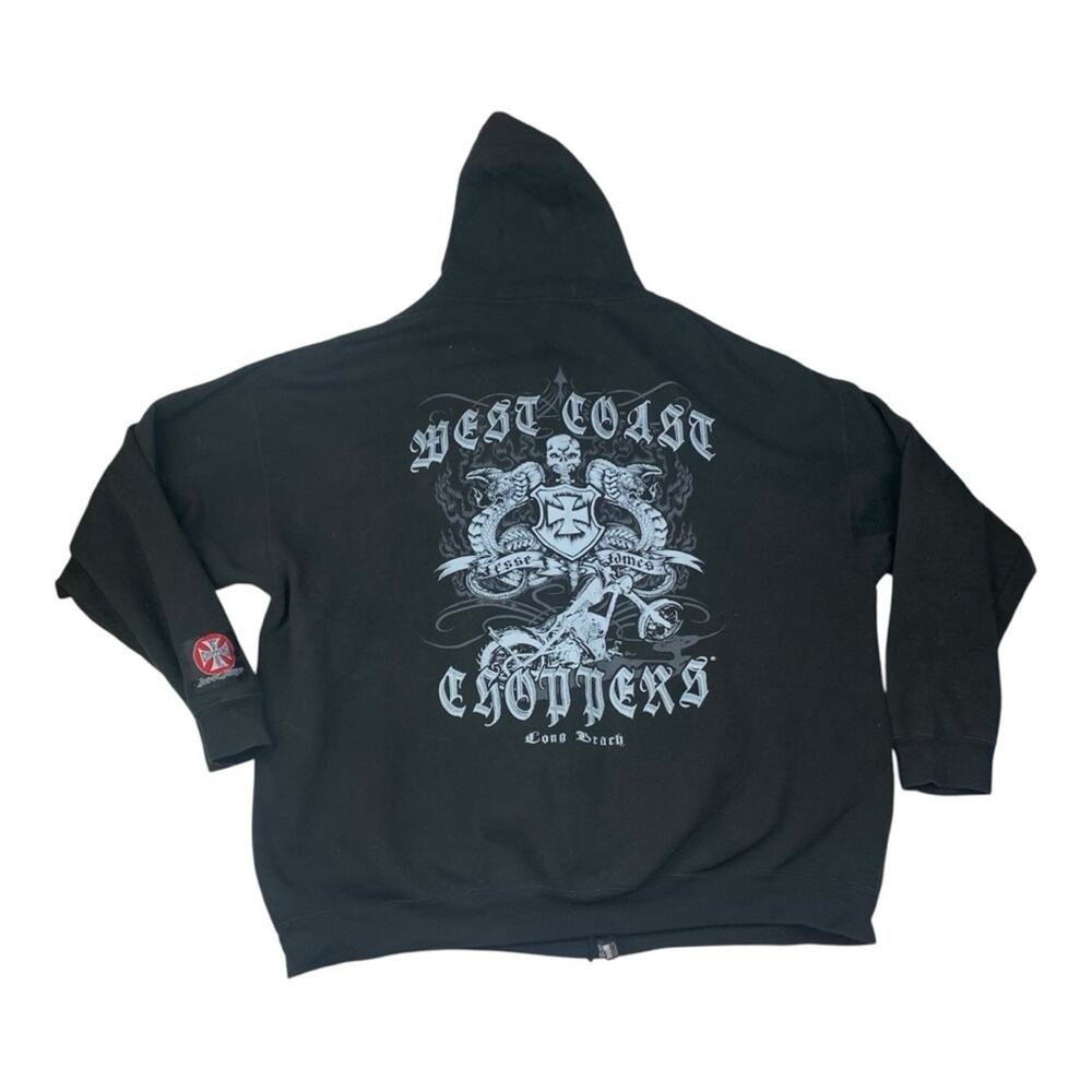 y2k West Coast Choppers Jesse James mens xl black zip up cross hoodie vintage